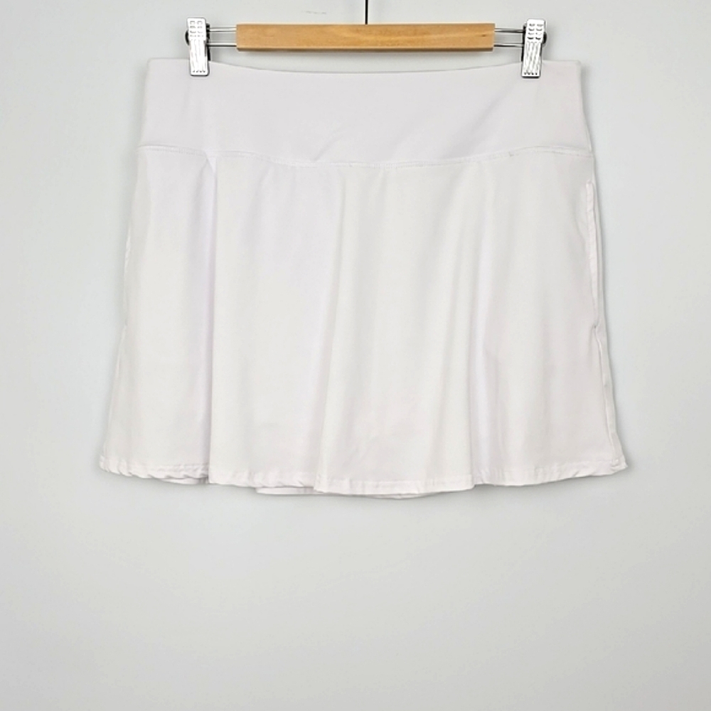 OCX Trem Women's White Activewear Skort Skirt Built In Liner Pockets Size Large